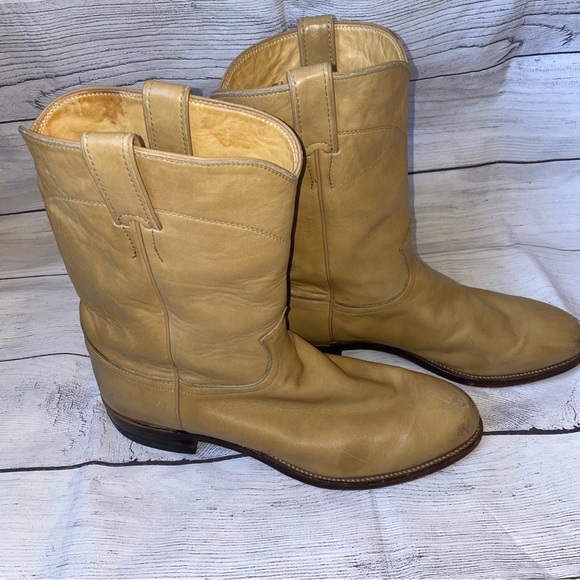 Justin Boots Classic Blonde Leather Roper Boots - Picture 9 of 12